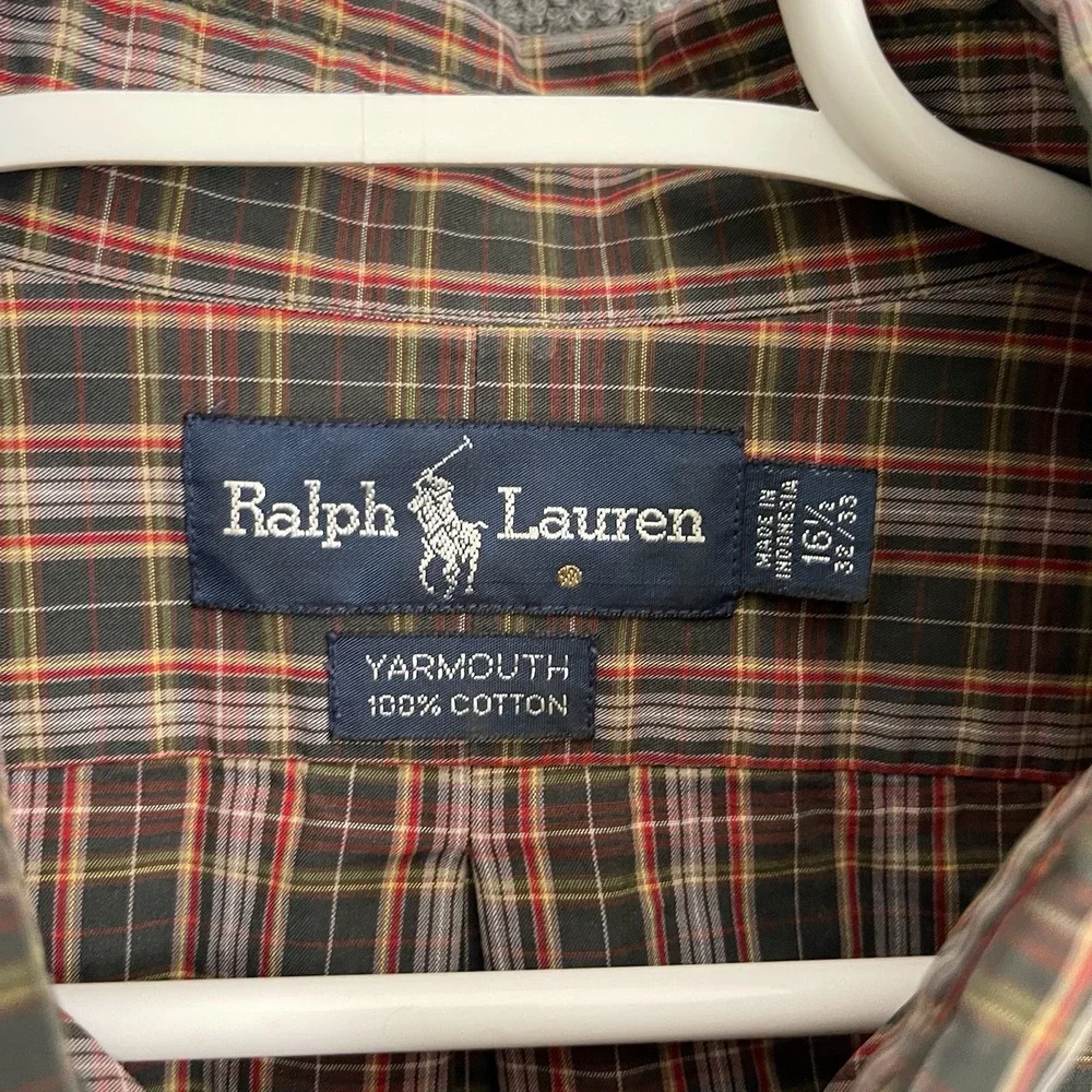 Ralph Lauren Yarmouth Shirt Mens Sz 16.5 32/33 Button Up Long Sleeve Plaid